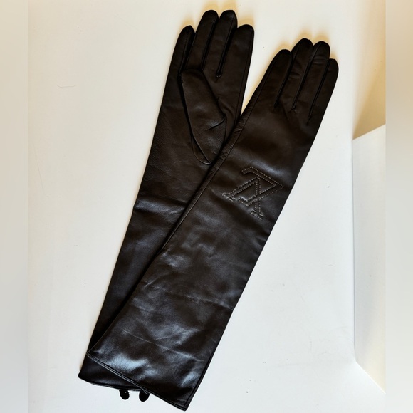 unbranded Accessories - Fashion Long leather Gloves dark brown 8.5